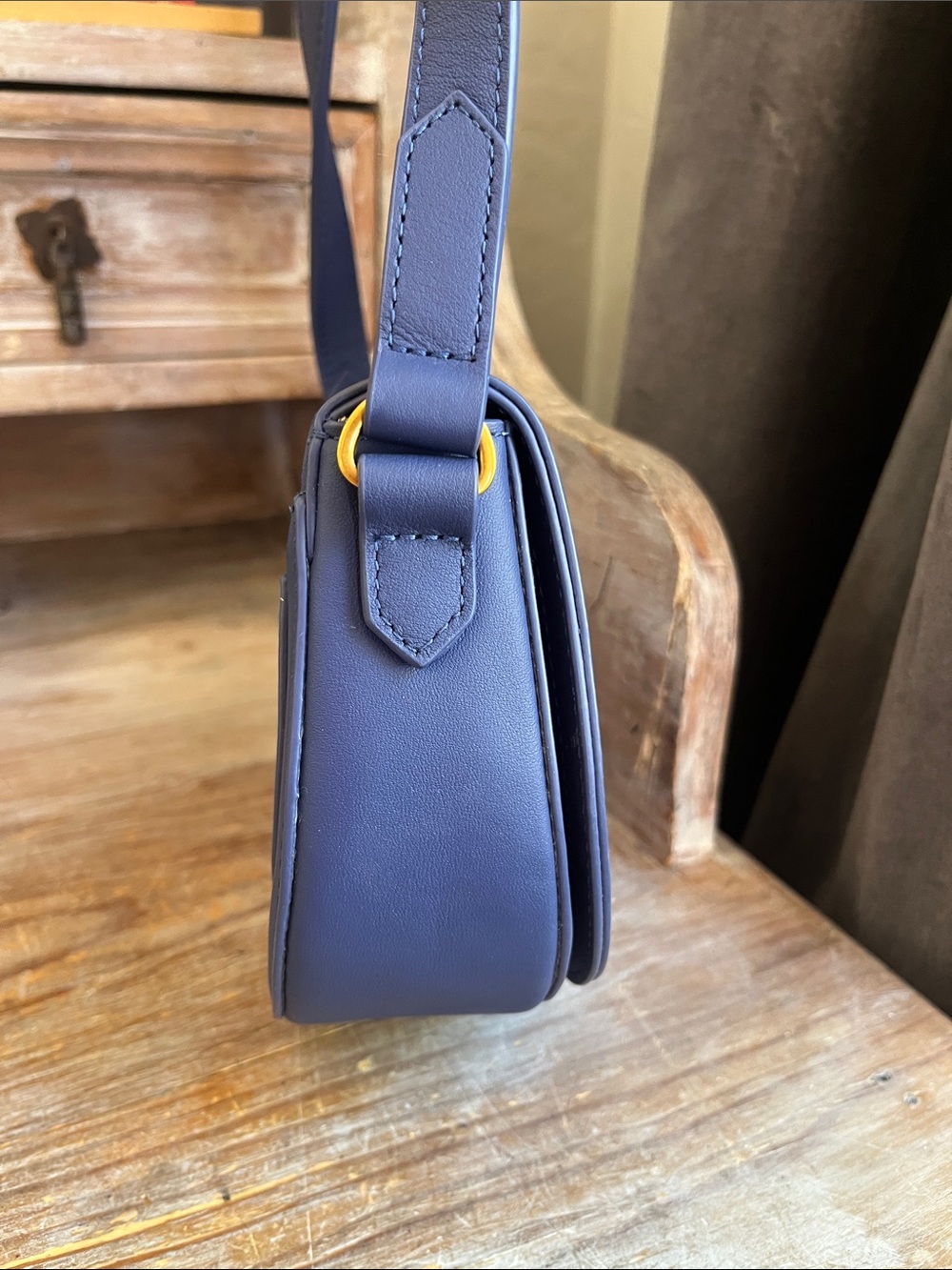 💙 Boden Iris Leather Mini Satchel Blue Crossbody Shoulder Bag - Picture 3 of 11